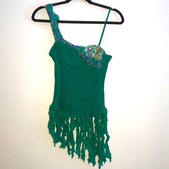 Green One-Shoulder Embellished Fairycore Tank Top - Picture 1 of 7